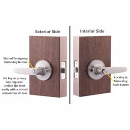 Copper Creek Daley Satin Stainless Steel Privacy Bed and Bath Door Lever, ANSI Grade 3 thumbnail 5