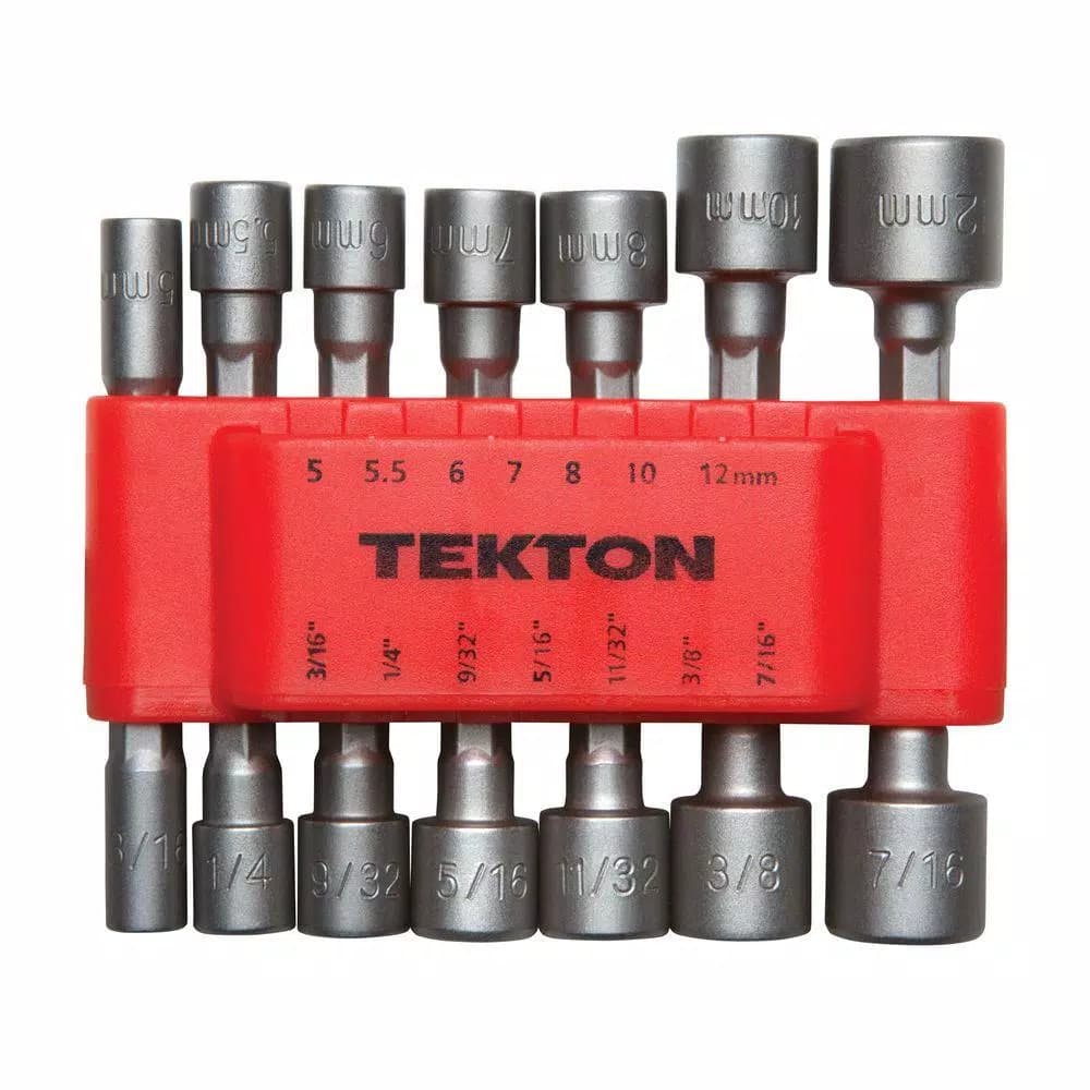 TEKTON 14-Piece Quick-Change Power Nut Driver Bit Set, 3/16-7/16 in. and 5-12 mm