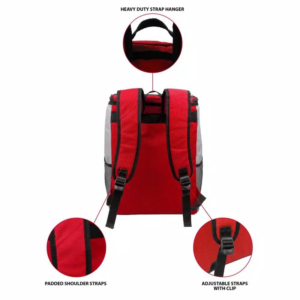 GigaTent Red 4-Pocket Insulated Cargo Backpack Soft Cooler, Leak-Proof 2qt Capacity
