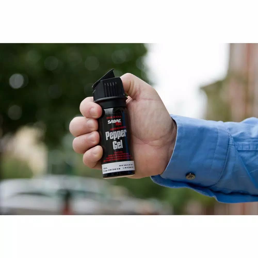 Sabre Tactical Pepper Gel with Flip Top Cap and Belt Holster