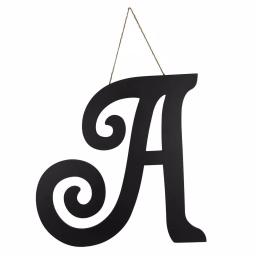 Decor Therapy 20 in. Black Script Letter A Matte MDF Wall Decor thumbnail 1