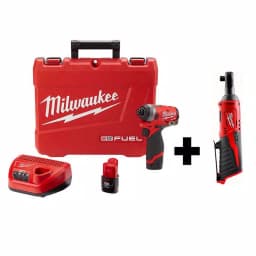 Milwaukee M12 FUEL 12V Brushless 1/4 in. Hex Impact Driver Kit with Free M12 3/8 in. Ratchet thumbnail 1