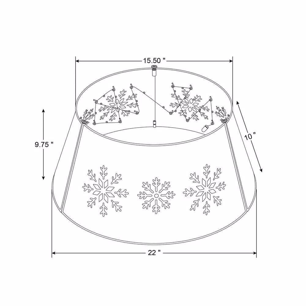 Glitzhome 21.65 in. Snowflake Diecut Metal Tree Collar with Light String