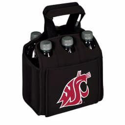 Picnic Time Washington State University Cougars 6-Bottle Insulated Neoprene Beverage Carrier, Black thumbnail 1