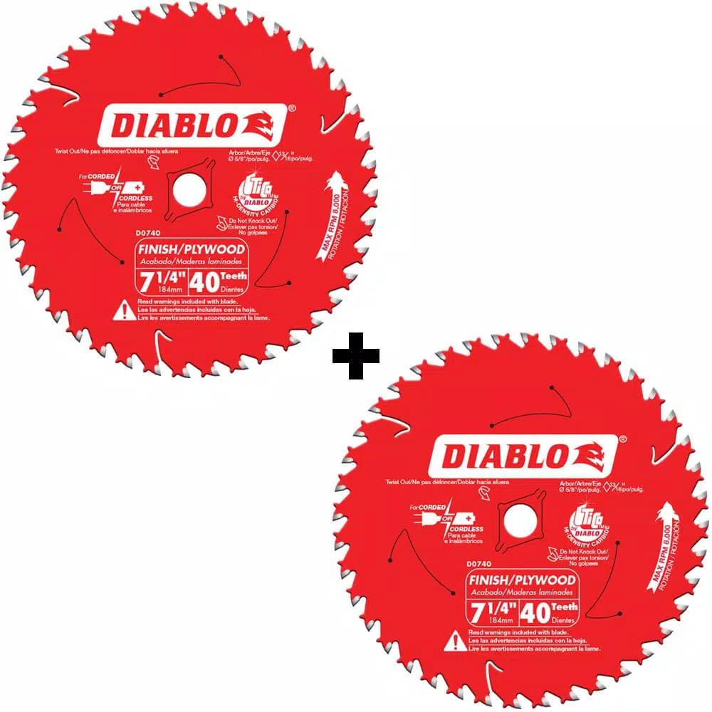 Diablo 7-1/4 in. x 40-Tooth Finish Saw Blade, 2-Pack