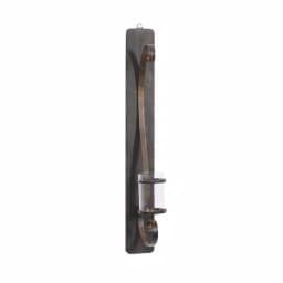 LITTON LANE 36 in. Scrolled Wrought Iron Wall Sconce Candle Holder with Glass Hurricane, Deep Bronze thumbnail 2