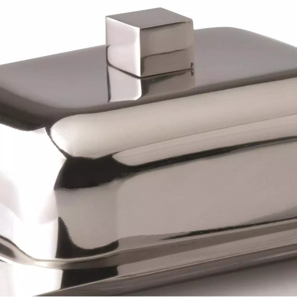 BergHOFF Cubo 18/10 Stainless Steel Butter Dish - Modern Polished Mirror Finish