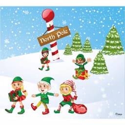My Door Decor 7 ft. x 8 ft. North Pole Elves Christmas Garage Door Mural Banner thumbnail 4