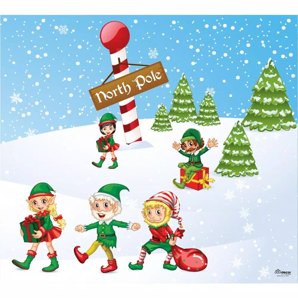 My Door Decor 7 ft. x 8 ft. North Pole Elves Christmas Garage Door Mural Banner