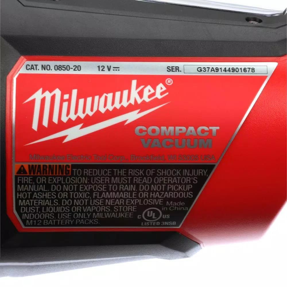 Milwaukee M12 12V Lithium-Ion Cordless Compact Vacuum (Tool-Only)