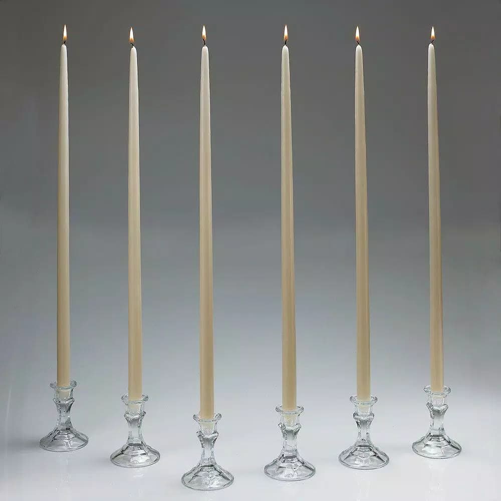 Light In The Dark Shop A Candle 24 in. Ivory Taper Candles, Set of 12 - Dripless & Clean Burning