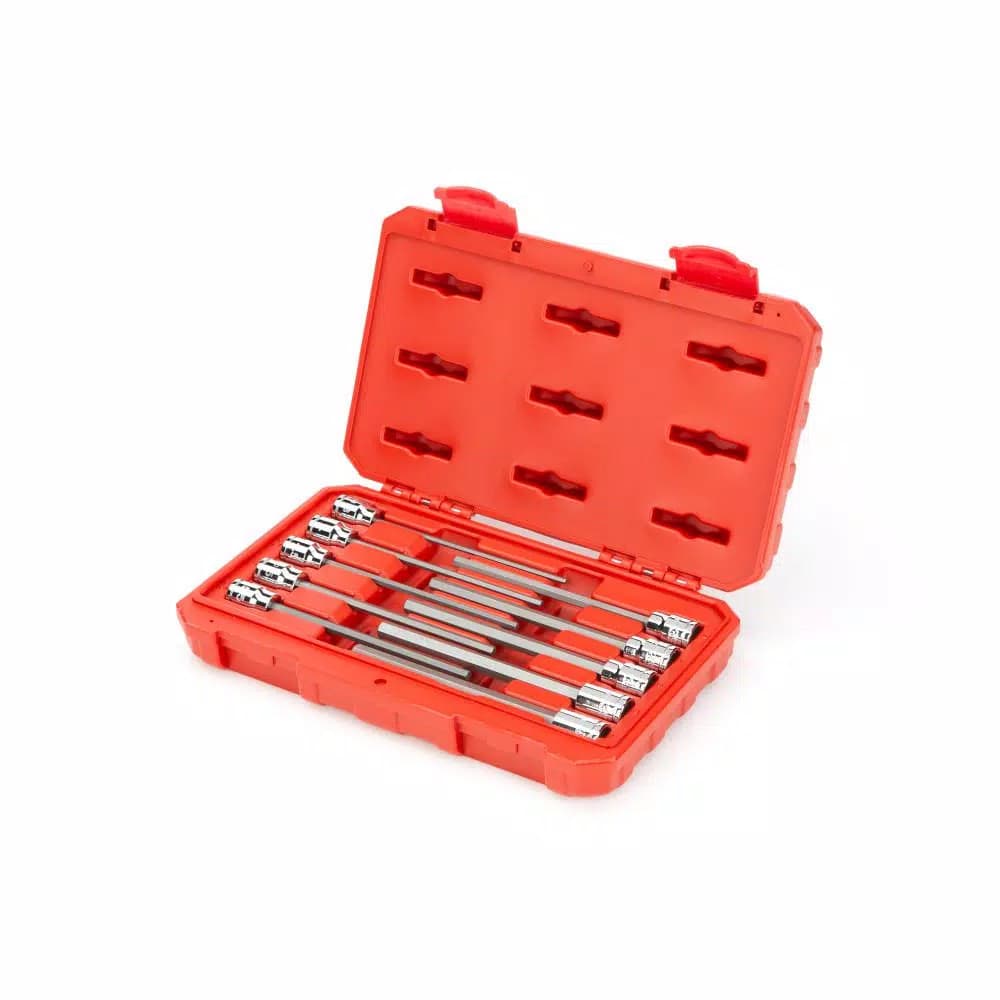 TEKTON 3/8 in. Drive Long Hex Bit Socket Set, 10-Piece Metric