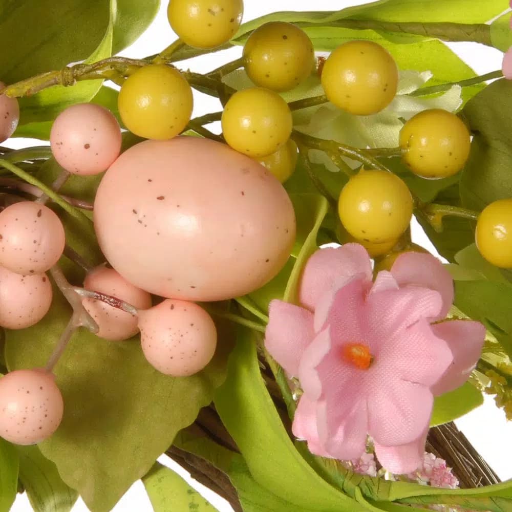 National Tree Company 22 in. Decorated Easter Wreath with Colorful Flowers and Pastel Eggs