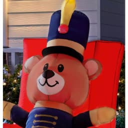 Home Accents Holiday 5 ft. Animated Airblown Inflatable Drum Major Bear in Jack-in-the-Box Christmas Decoration thumbnail 4