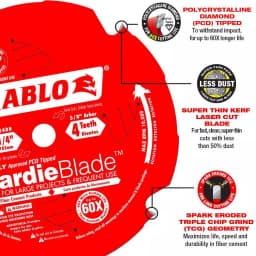 Diablo 7-1/4 in. 4-Tooth Polycrystalline Diamond (PCD) Tipped Fiber Cement Saw Blade thumbnail 4