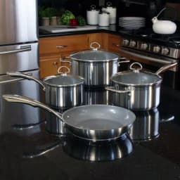 Chantal Induction 21 Steel 7-Piece Ceramic Nonstick Stainless Steel Cookware Set, Brushed Stainless Steel thumbnail 3