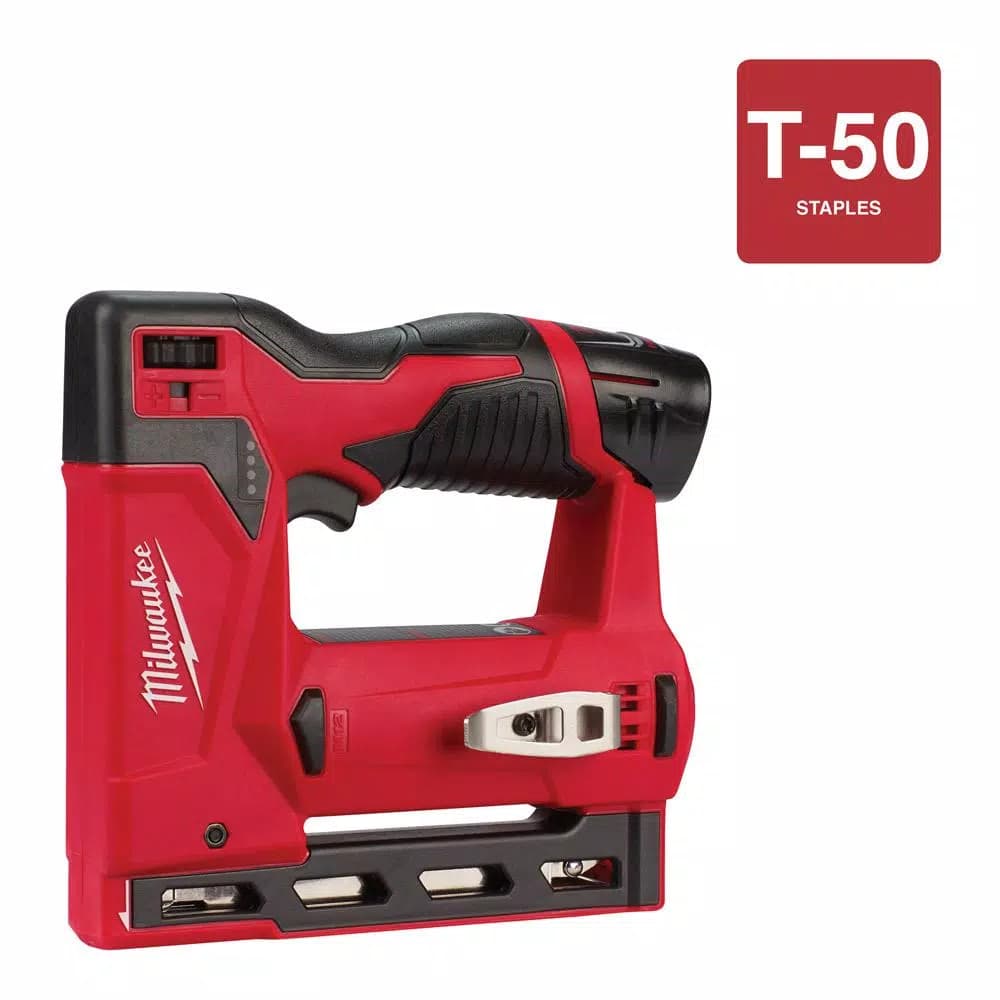 Milwaukee M12 12V Lithium-Ion Cordless Jig Saw and 3/8 in. Crown Stapler Combo Kit with 2.0Ah Battery and Charger