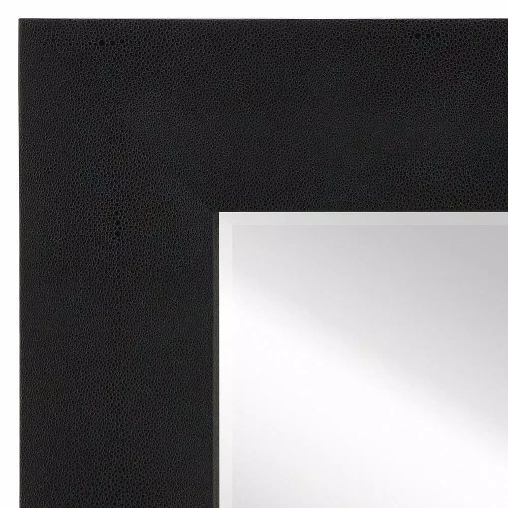 Unbranded Large 48x48 Square Black Faux Shagreen Modern Accent Mirror with Hooks