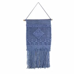 Unbranded Marmont Hill Blue Diamond Macrame Wall Tapestry - Hand Woven Cotton Wall Hanging thumbnail 2
