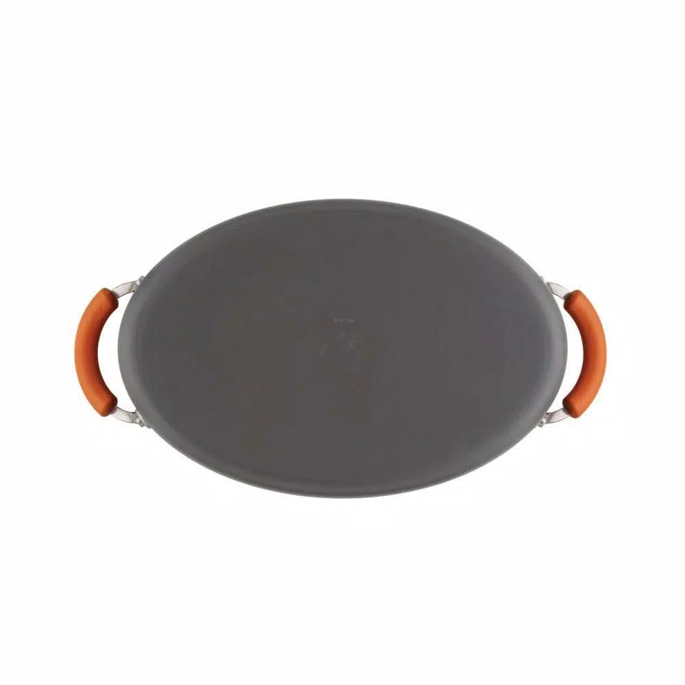 Rachael Ray 8-Quart Hard-Anodized Aluminum Nonstick Pasta Pot with Glass Lid, Orange and Gray