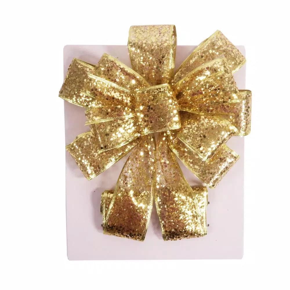 Santaland Sparkle Burlap Christmas Tree Topper Bow, 31 in. x 11 in.