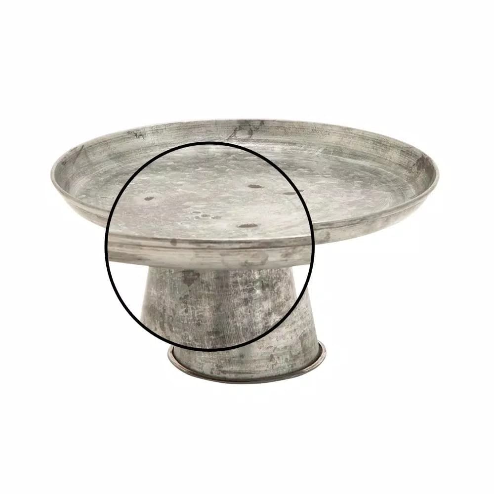 LITTON LANE 12 in. x 7 in. Farmhouse Galvanized Iron Cupcake Stand with Distressed Gray Finish