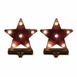 Glitzhome Marquee LED Star Stocking Holder Set of 2 - Metal Holiday Decor thumbnail 1