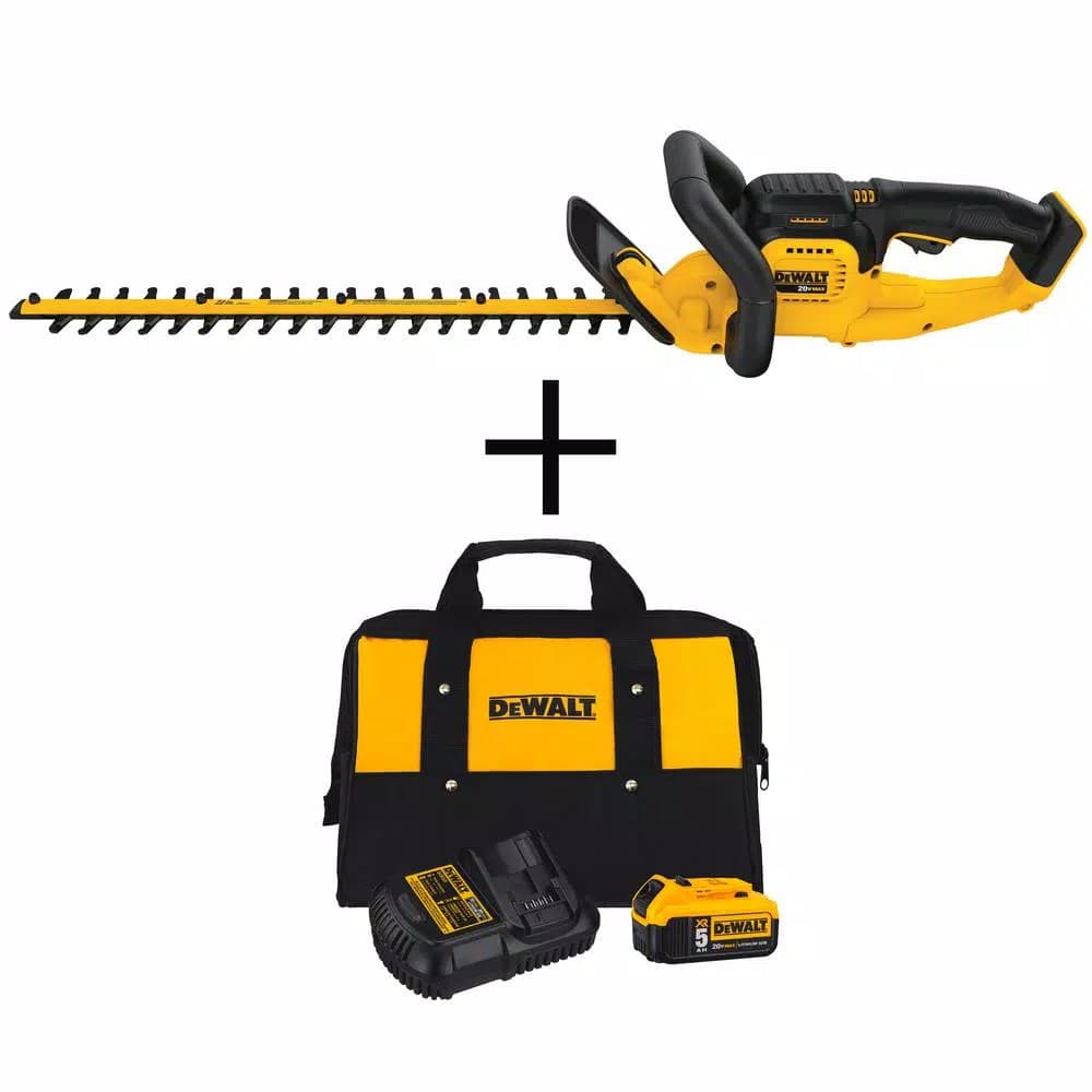 DEWALT 22 in. 20V MAX Cordless Hedge Trimmer with 5.0 Ah Battery and Charger Kit