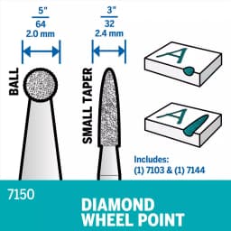 Dremel Diamond Wheel Point Rotary Tool Bit Set for Wood, Glass, Ceramic, and Hardened Steel (2-Pack) thumbnail 3