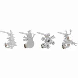 Original MantleClip Silver Adjustable Metal Christmas Stocking Holder Set with Clip-On Icons, 4-Pack thumbnail 1