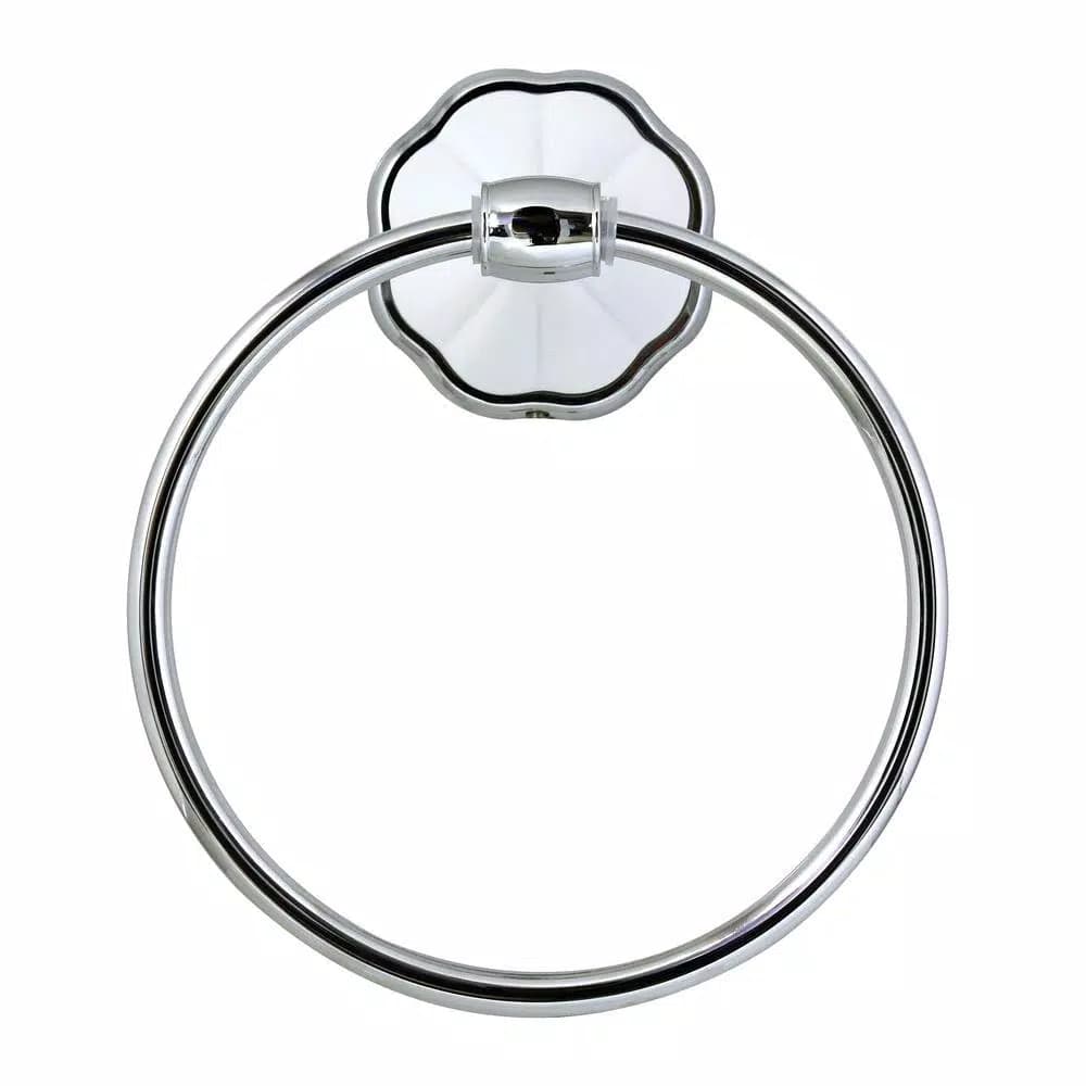 MODONA FLORA Towel Ring - White Porcelain and Polished Chrome Hand Towel Holder