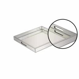 LITTON LANE 20 in. Square Modern Silver Decorative Mirror Tray with Polished Aluminum Exterior thumbnail 3