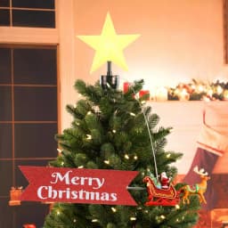 Mr. Christmas Santa's Sleigh Animated Tree Topper with LED Star and Merry Christmas Banner thumbnail 3