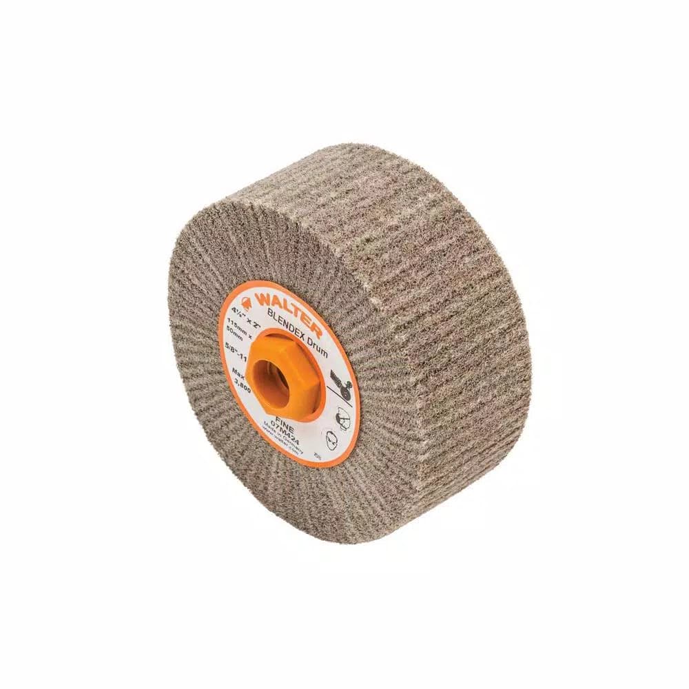 WALTER SURFACE TECHNOLOGIES Blendex Fine Surface Conditioning Drums, 4.5 in. x 2 in. x 5/8 in.-11 in.