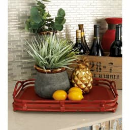 LITTON LANE Farmhouse Rustic Red Metal Wagon Top Decorative Trays, Set of 2 thumbnail 1