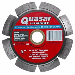 Quasar Rapid Kut Gold 4 in. Segmented Diamond Blade for Concrete, Brick, and Block thumbnail 1