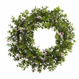 Nearly Natural Mini Ivy and Floral 18 in. Double Ring Wreath with Twig Base thumbnail 1