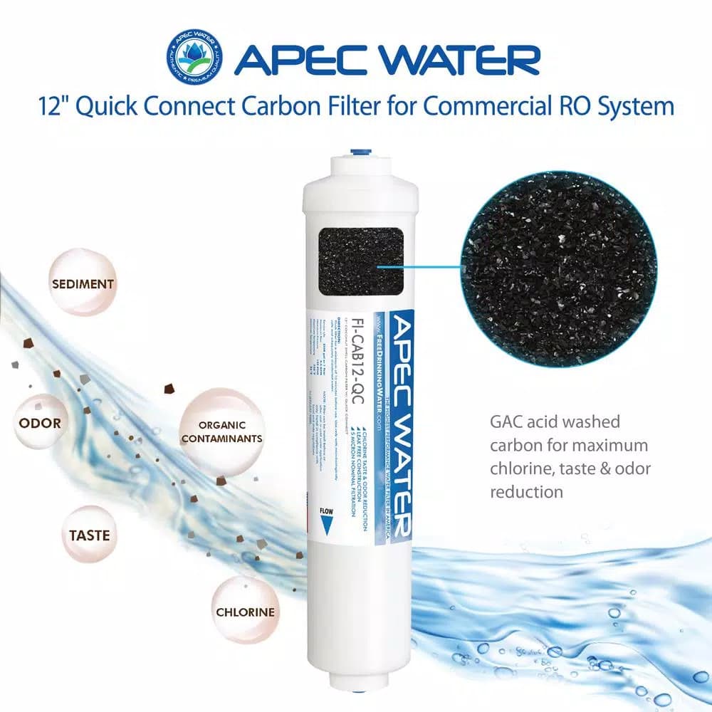 APEC Water Systems 12 in. Commercial Grade Inline Carbon Post-Filter, 3/8 in. Output for APEC Light Commercial RO Systems