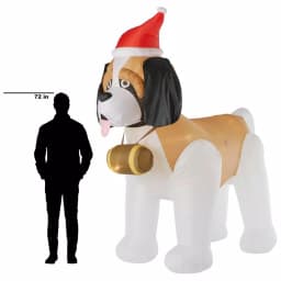 Gemmy 9 ft. Inflatable St. Bernard Christmas Yard Decoration with White Lights thumbnail 6