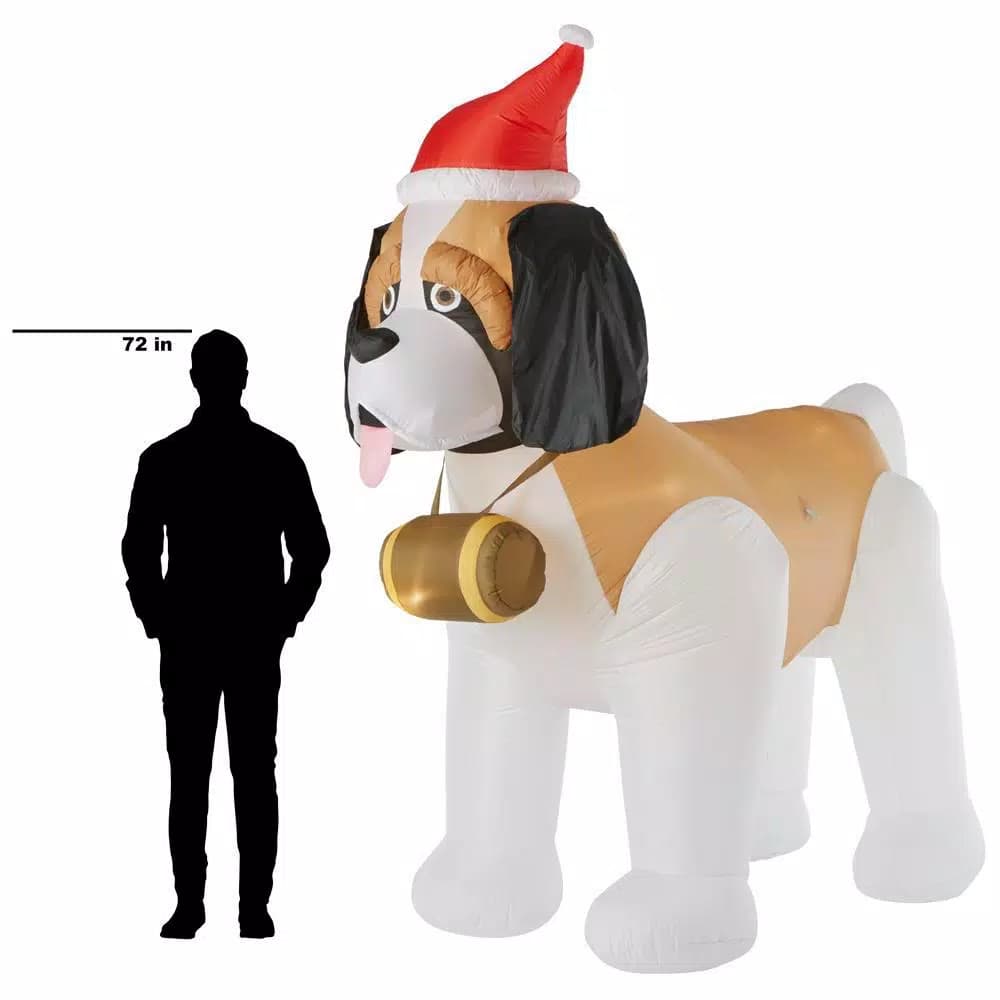 Gemmy 9 ft. Inflatable St. Bernard Christmas Yard Decoration with White Lights