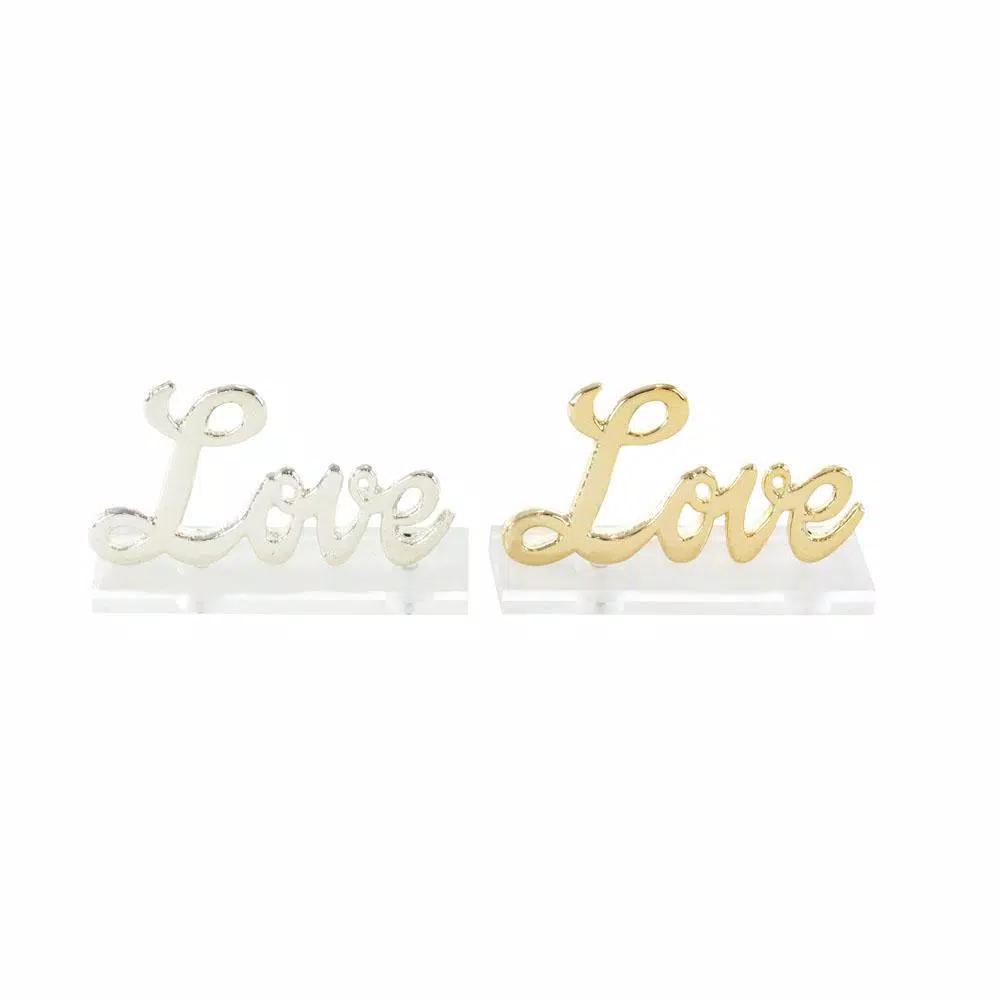 LITTON LANE Modern Gold and Silver Aluminum "Love" Letter Cut-Outs, Set of 2