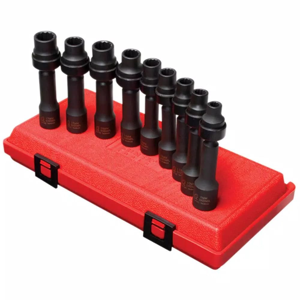 SUNEX TOOLS Sunex 2695 1/2 in. Drive Metric Driveline Limited Clearance Socket Set, 9-Piece