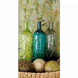 LITTON LANE 16 in. Polished Glass Spouted Vases with Geometric Embossed Embellishments, Set of 3 thumbnail 1