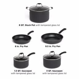 Ecolution Symphony 8-Piece Aluminum Nonstick Cookware Set with Hydrolon PFOA-Free Coating, Slate thumbnail 3