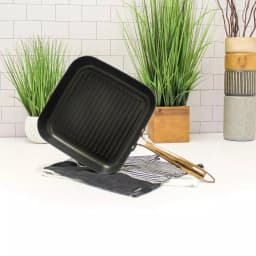 BergHOFF Ouro 11.7 in. Hard-Anodized Aluminum Nonstick Square Grill Pan, Black and Rose Gold thumbnail 4