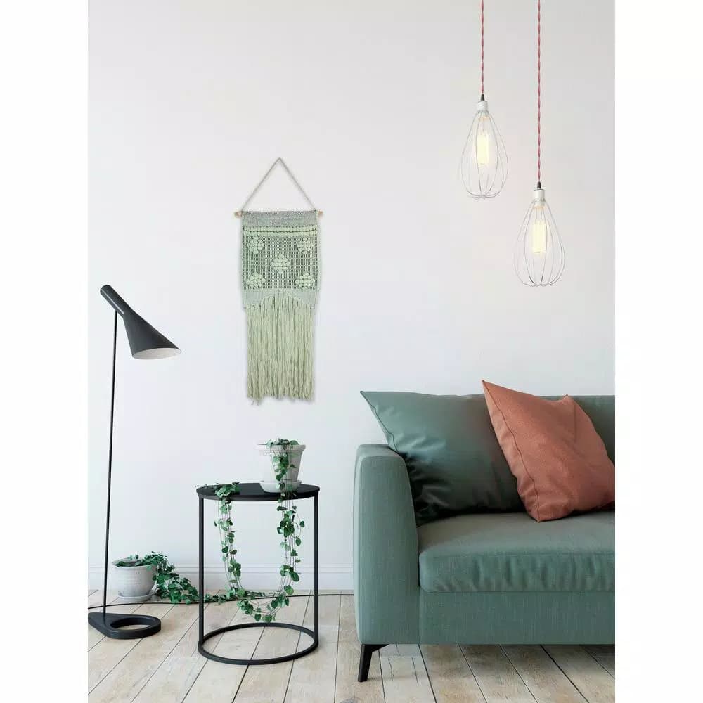 Unbranded Marmont Hill Light Green Macrame Wall Tapestry - Hand Woven Cotton Wall Hanging