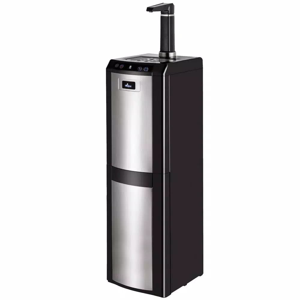Vitapur Bottom Loading Water Cooler Dispenser with Kettle Feature, Hot/Room/Cold, Stainless Steel & Black