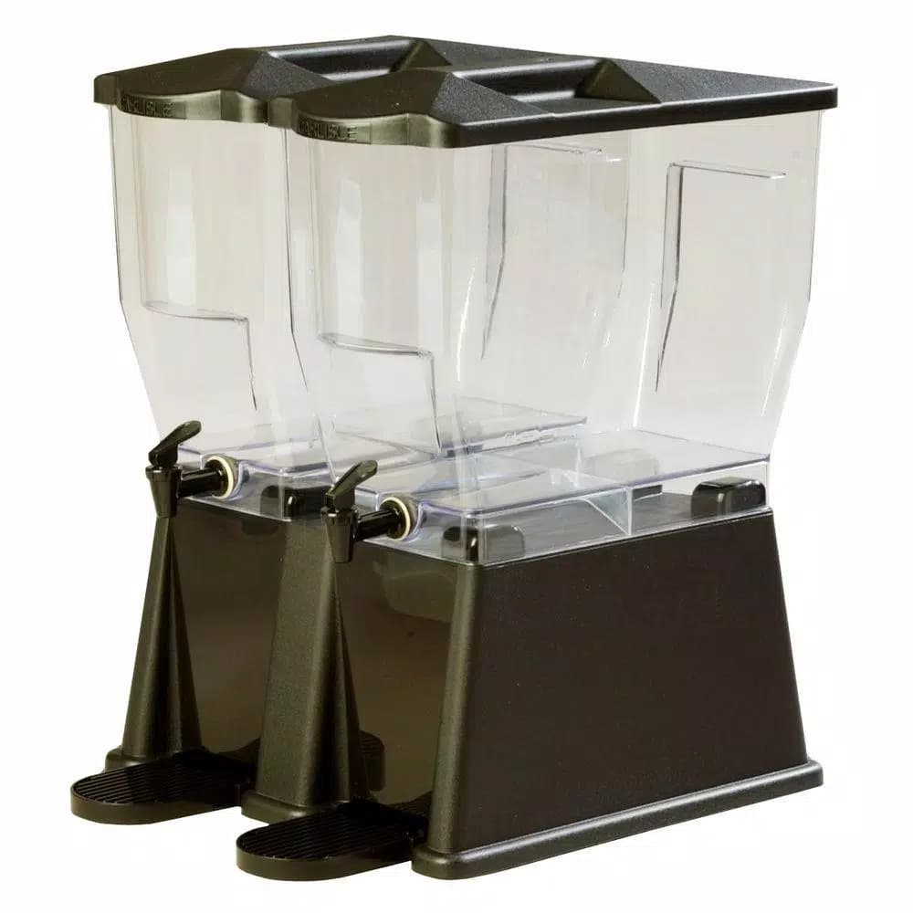 Carlisle 3 Gal. Double Reservoir Polycarbonate Beverage Dispenser with Economy Faucets - Black