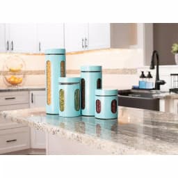 Unbranded Essence Collection 4-Piece Turquoise Stainless Steel Canister Set thumbnail 4