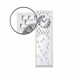 LITTON LANE Contemporary 42 in. Mirrored Wall Clock with Bevelled Tiles and Stainless Steel Frame thumbnail 3